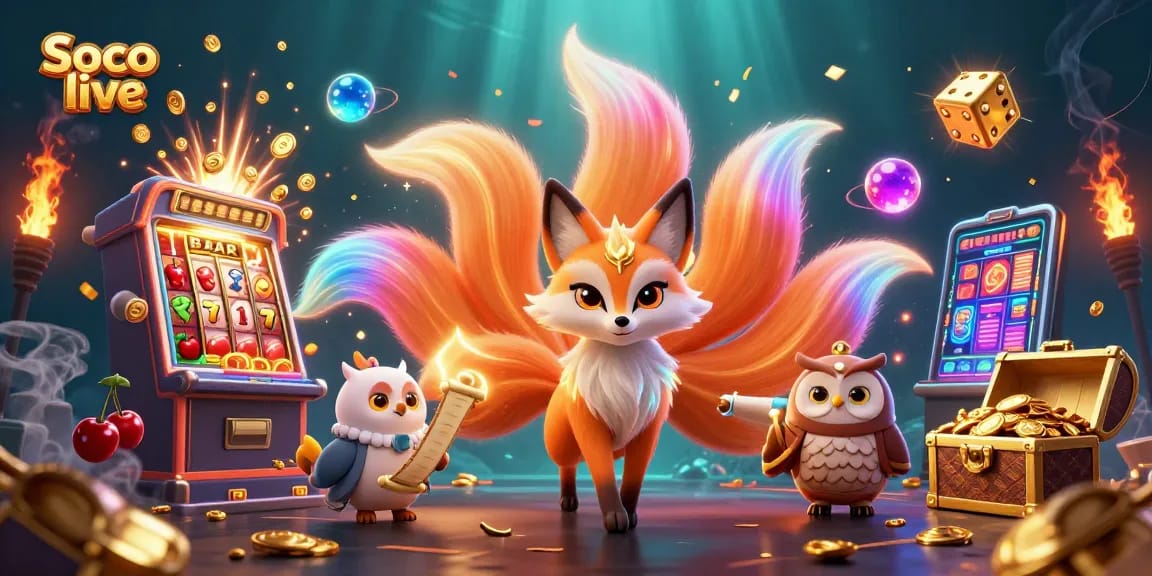 Soco live offers a colorful 3D gaming experience with vibrant characters and dynamic casino elements.
