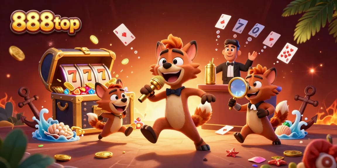 Engage in fun at 888top with hyenas running a vibrant casino scene full of energy.