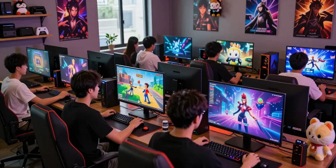 Players engaging with free hentai games in a vibrant online gaming lounge, showcasing interactive 3D graphics and immersive gameplay.