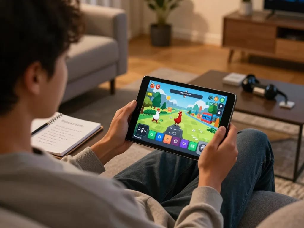 Scena coinvolgente che ritrae un giocatore immerso nelle recensioni di chicken road mentre si diverte con il gioco online a casa.