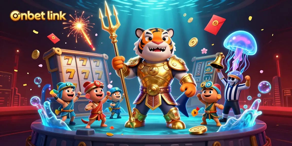 Experience thrilling action at onbet link, where slot reels and vibrant elements create a lively gambling scene.