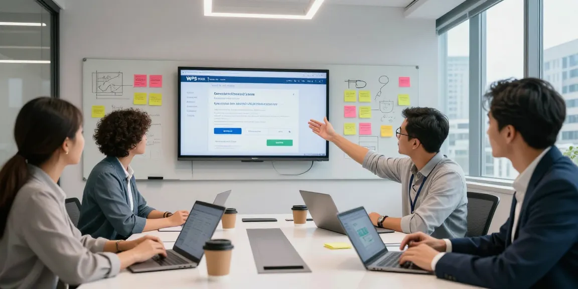 Team collaborating on WPS Download benefits in a modern office setting.