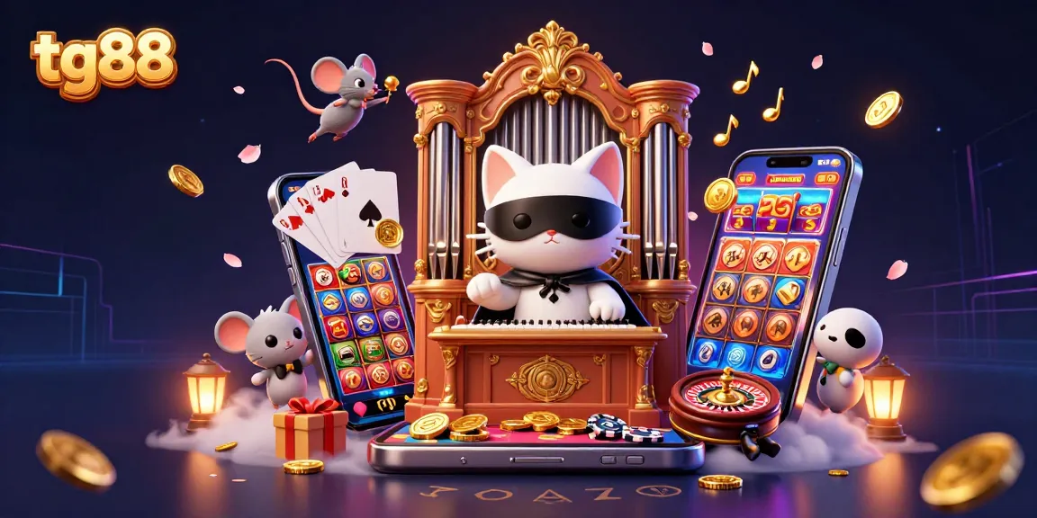 Spin and win with tg88's dynamic casino scene featuring engaging game elements and characters.