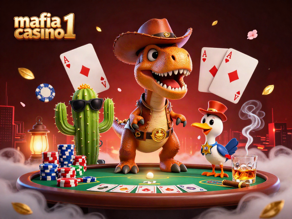 Engage in the excitement of mafia casino 1 with vibrant gaming characters and thrilling elements.