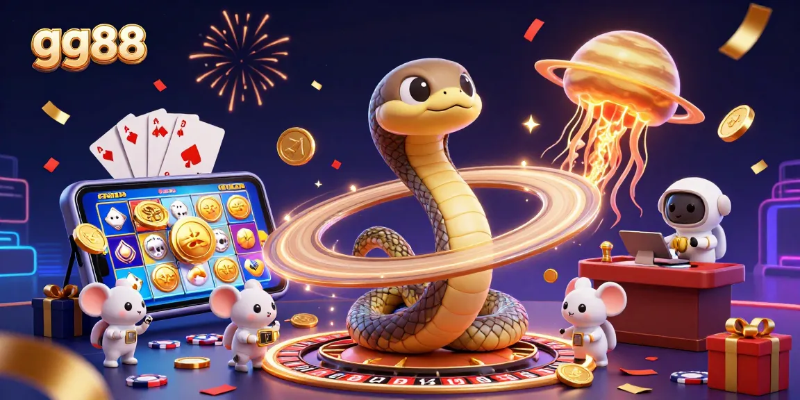 Engage with the vibrant gg88 casino scene featuring a cosmic roulette wheel and betting mice amidst a dynamic celebration.