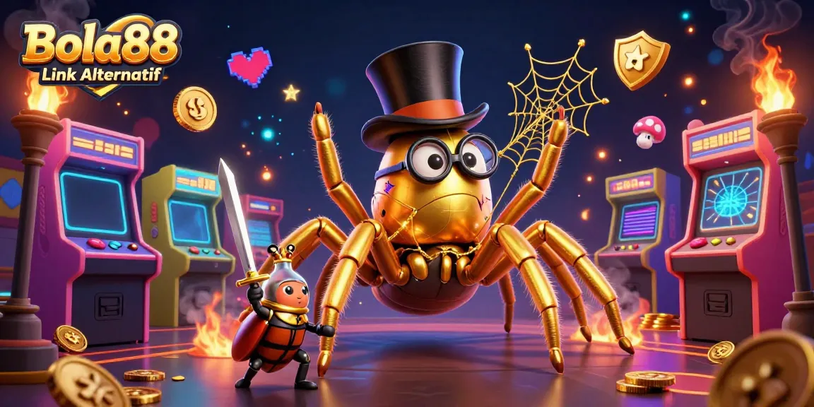 Experience the excitement of Bola88 Link Alternatif with this vibrant casino-themed illustration.
