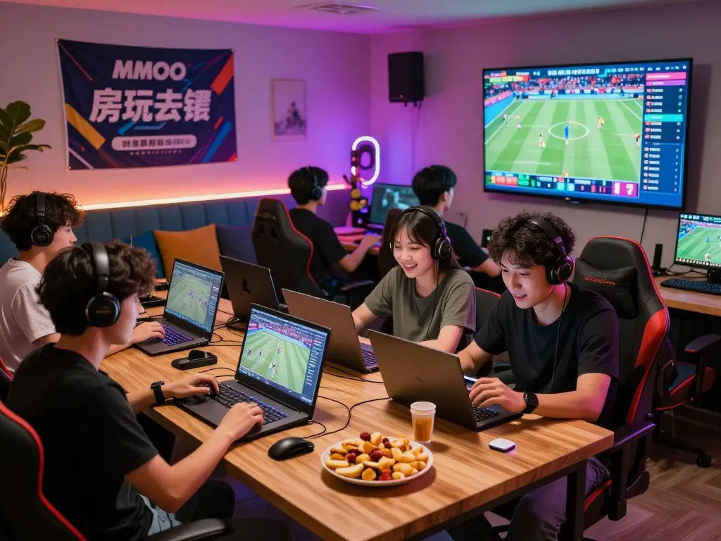 Engaging scene of players enjoying MMOO online betting in a lively gaming lounge.