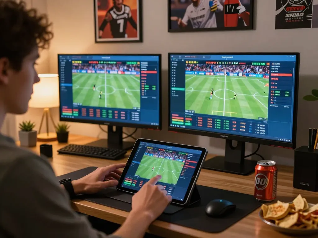 Engaging moment of online sports betting with live events and betting odds visible, emphasizing tin soi kèo.