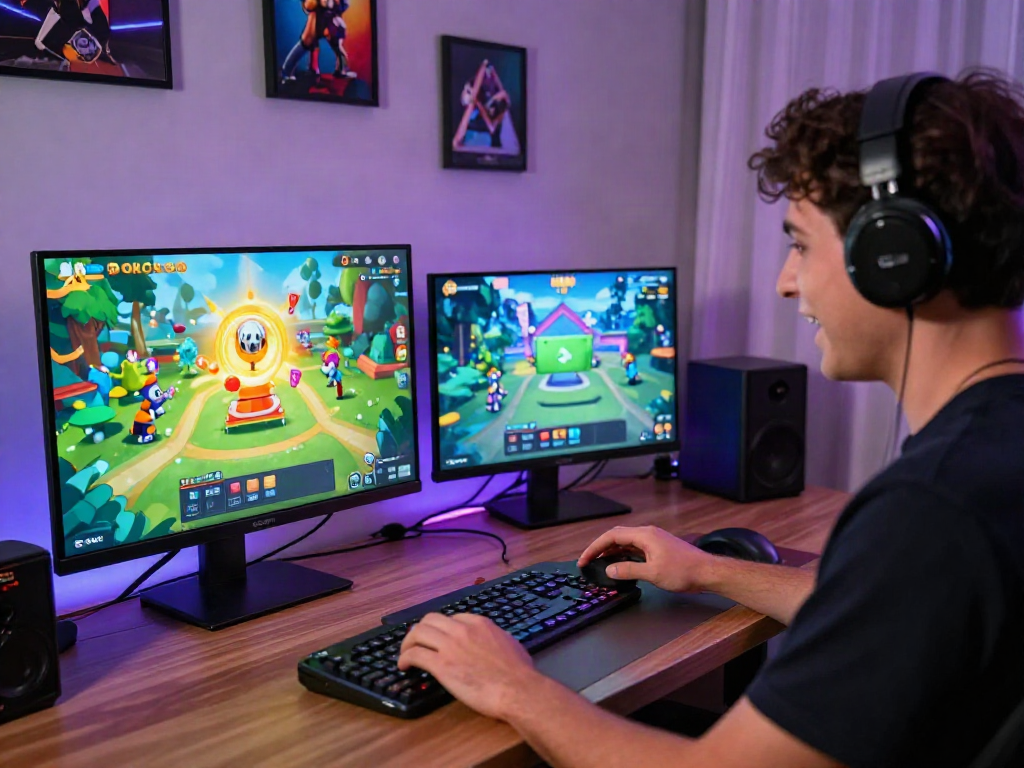 Engaged user playing ROKOK88 on smartphone, experiencing vibrant game graphics and Gopay payment options.