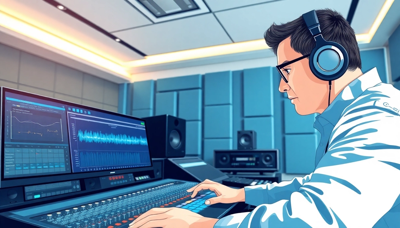 Experience online audio mastering with a dedicated audio engineer in a modern studio setting.