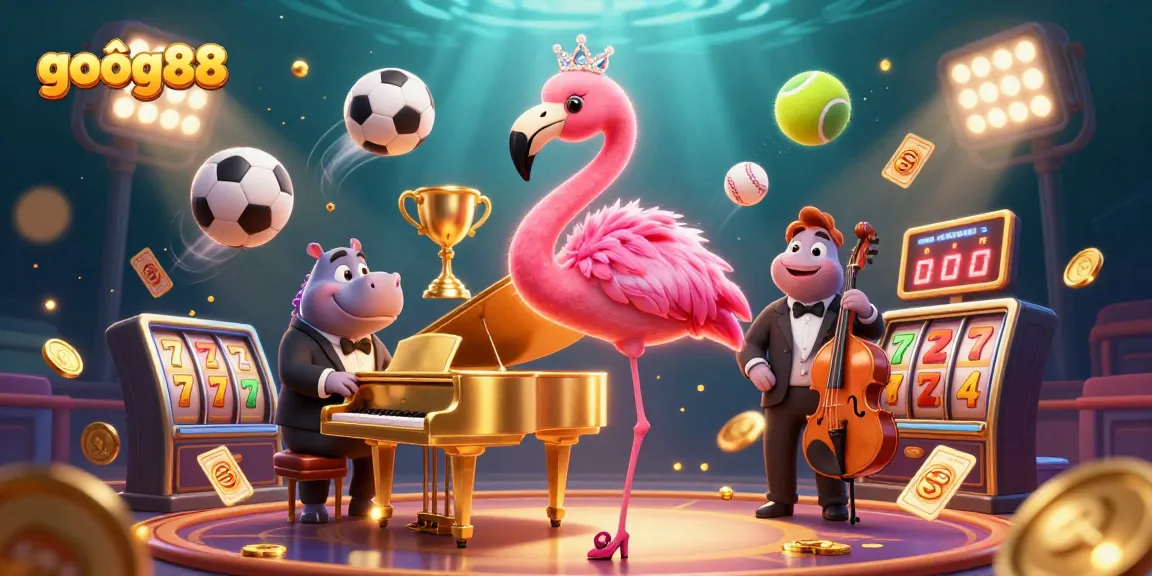 Experience excitement with goôg88 as colorful 3D characters and dynamic casino elements blend for an engaging gambling scene.