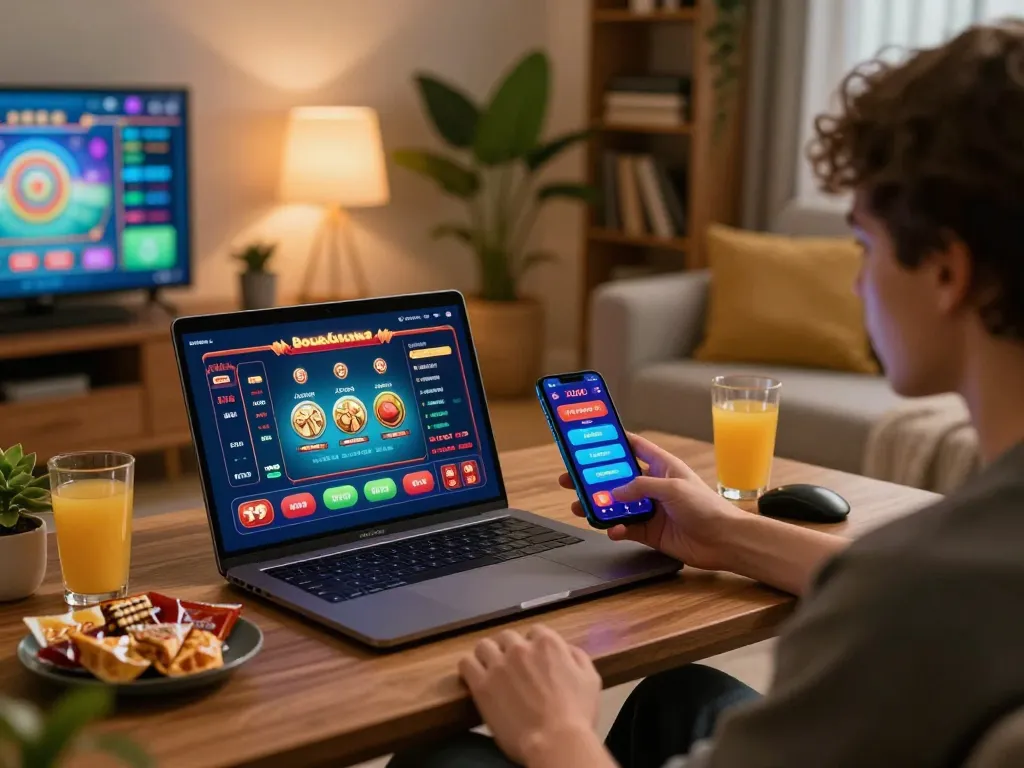 Online gaming setup using the XX88 platform with a person engaged in strategic bets