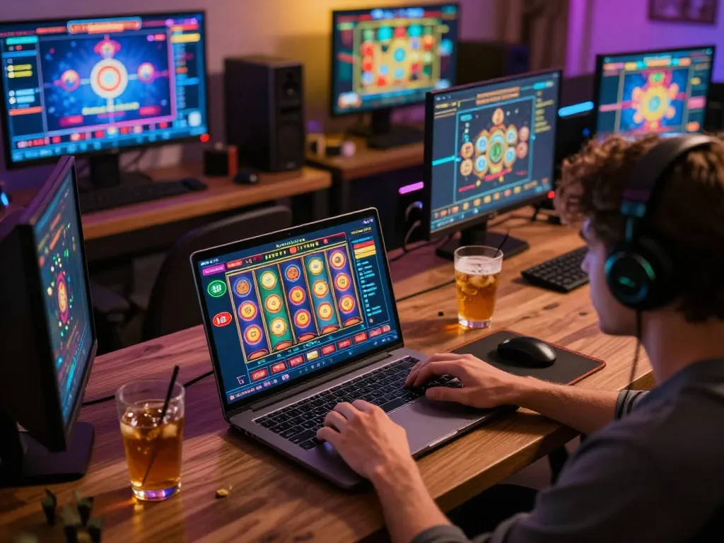 Engaging online gaming session at home with KJC gaming interface showcased