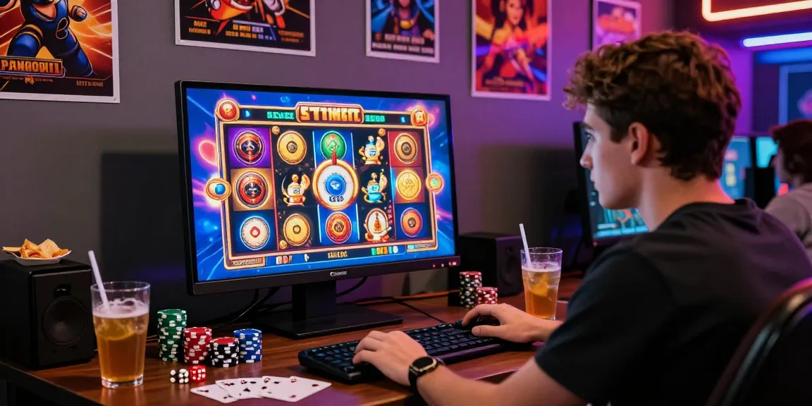 Engaging online gaming experience on hm88.com with vibrant slot graphics and casino paraphernalia.