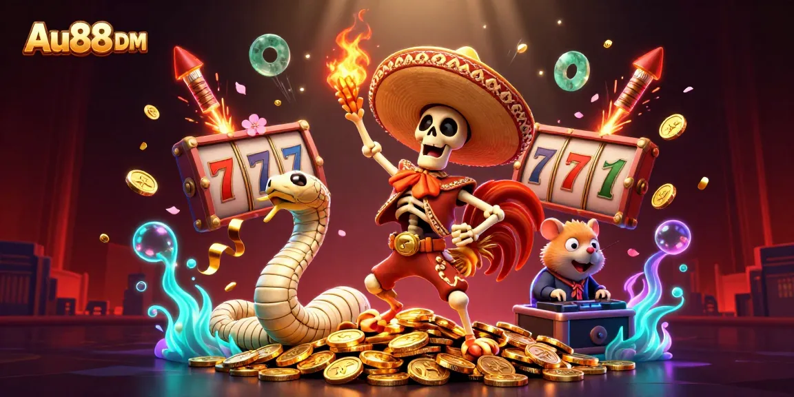 Experience vibrant gameplay at Au88 DM, showcasing lively casino characters and slot games.